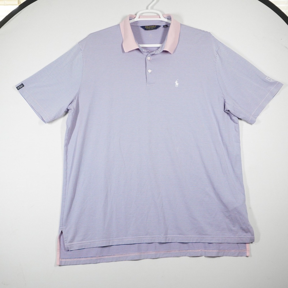 Polo Golf Ralph Lauren Shirt Mens XXL Purple Pink Striped Wicking Golfcore